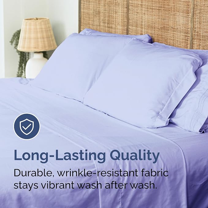 Twin Flat Sheet - Single Top Flat Sheet Only - Soft & Cooling - Lavender | Hotel Luxury Top Flat Sheet Only, Ultra-Soft, Breathable & Cooling, Fade & Wrinkle Free, Easy-Care, Stain & Shrink Resistant