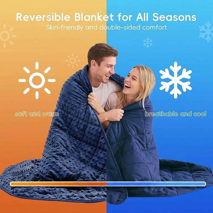 yescool Weighted Blanket for Adults 12 lb, 60 * 80in Queen Size Blanket | Minky Heavy Blanket for All Seasons Washable Weighted Blanket