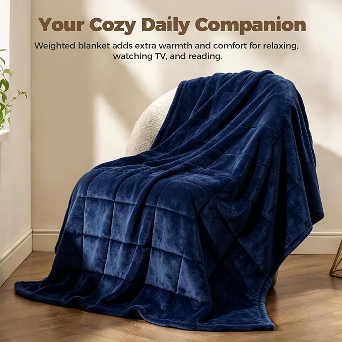 Weighted Blanket 17 lbs, Soft Crystal Velvet, Queen Blue | 60 x 80 Inches,Heavy Blanket, Premium Glass Beads,For Bed Sofa