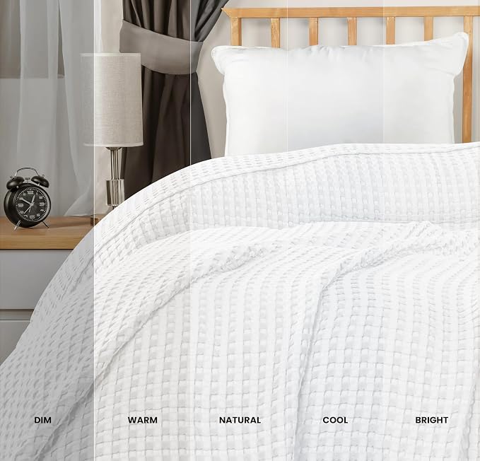 Bulk 10-Pack Hotel Waffle Blankets, Twin - 90x90 Inch, 100% Cotton, White | Lightweight & Breathable Blanket for Resorts & Guest Accommodations