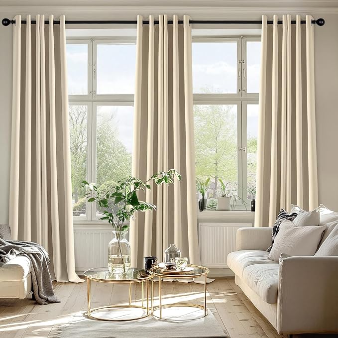MIULEE Blackout Curtains for Bedroom 2 Panels 40 x 96 Inch Long Cream Beige | Thermal Insulated, Living Room Darkening Grommet Drapes, Noise Reducing, Light Blocking Window Treatments