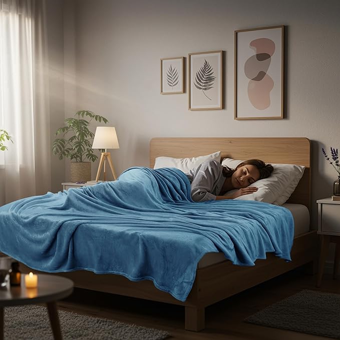 Utopia Bedding Soft Fleece Bed Blanket King Size Washed Blue (90x102 Inch) | Microfiber Plush Warm Lightweight Breathable Cozy Blanket Anti-Static, All Season Use, Gift for Women and Men