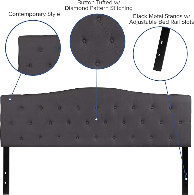 Flash Furniture Cambridge Tufted Upholstered King Size Headboard in Dark Gray Fabric