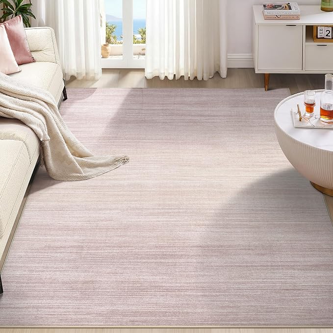 UERMEI 5x7 Washable Area Rug - Neutral Modern Abstract Living Room Rugs, Non-Slip Soft Large Indoor Floor Carpet for Bedroom Home Office & Under Dining Table Decor, Soft Pink