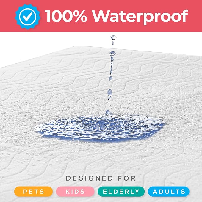 4 Pack Waterproof Reusable Heavy Absorbency Incontinence Bed Pads 34"x52" | Utopia Bedding Washable Underpads, Chuck Pads for Adults, Kids, Elderly and Pets, Bedwetting Pads for Sofa and Couch, White