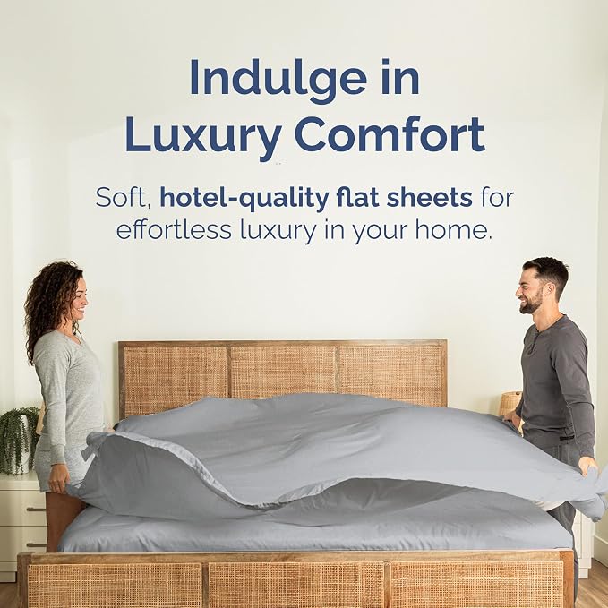 Twin Flat Sheet - Single Top Flat Sheet Only - Soft & Cooling - Steel Blue | Hotel Luxury Top Flat Sheet Only, Ultra-Soft, Breathable & Cooling, Fade & Wrinkle Free, Easy-Care, Stain & Shrink Resistant