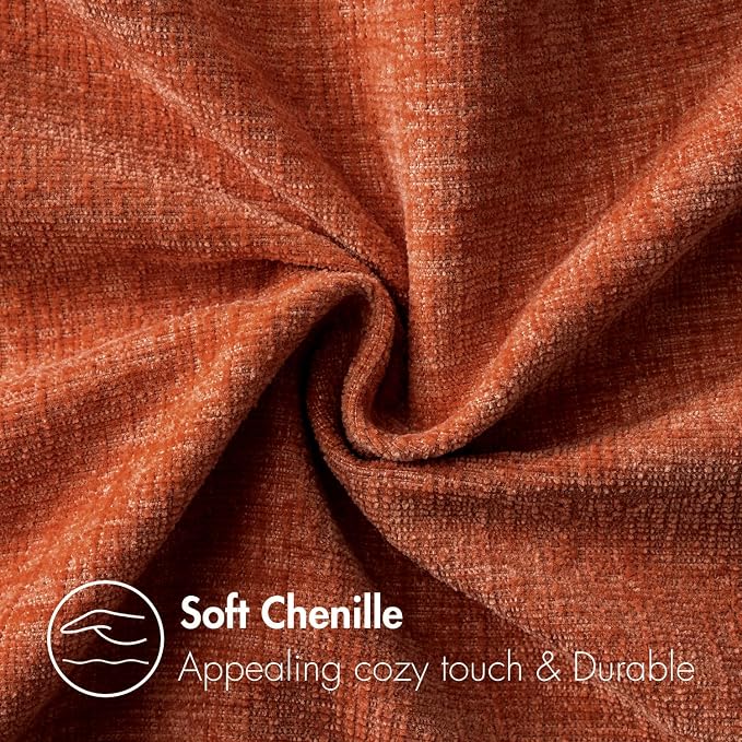 MIULEE Soft Chenille Fall Throw Pillow Covers Rust 18x18 Inch Pack of 2 | Modern Fall Home Decor, Classic Decorative Pillows, Solid Dyed Cases, Boho Couch Cushion Covers for Sofa Bed Living Room
