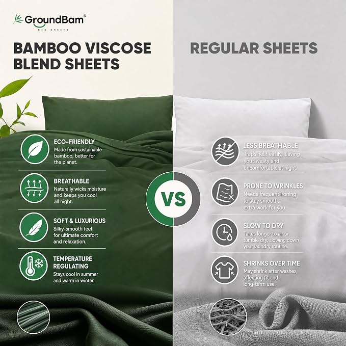 Silver Infused Bed Sheets Set, Temperature-Regulating Fabric with Self-Cleaning Technology for 3X Freshness Sleep, Soft and Cool-to-the-Touch Lightweight Bedding Set (SageGreen, FullXL)