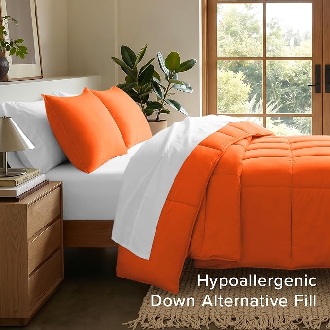 Bare Home Comforter Set - 1800 Ultra Soft (Twin/Twin XL, Orange) | All-Season, Breathable, Hypoallergenic, Premium 1800, Warm, Cozy