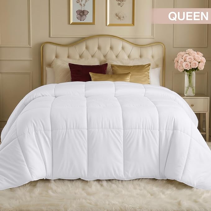 Utopia Bedding Duvet Insert, Comforters Queen Size 88 x 88 Inches, White | Cozy All Season Comforter for Kids and Teens, Unisex, Down Alternative Fill, Soft Microfiber Shell, Machine Washable.