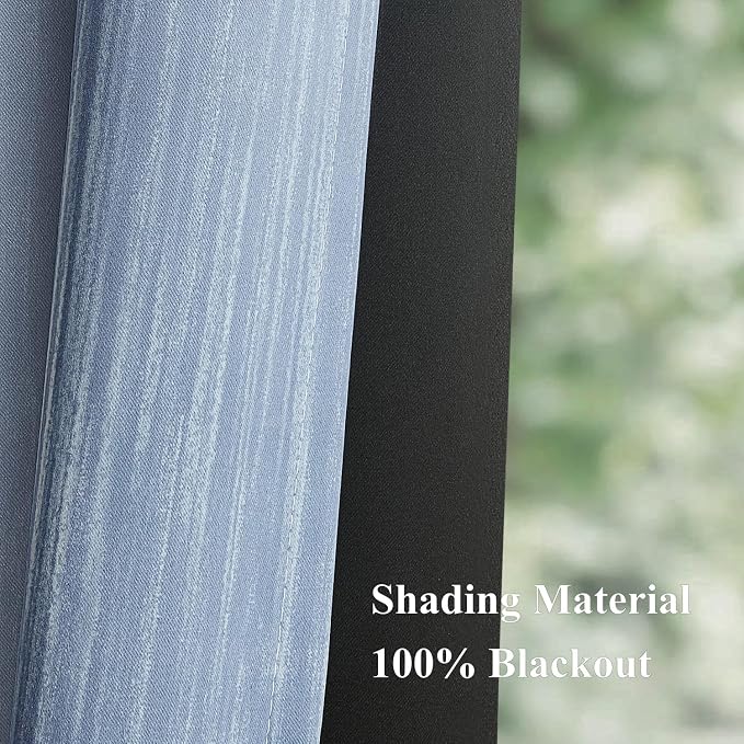 MIULEE Stone Blue and Greyish White Ombre Blackout Curtains 52Wx90L | Full Room Darkening,Thermal Insulated,90 Inch Long,Grommet Drapes for Bedroom/Living Room,Modern Window Treatments,Set of 2