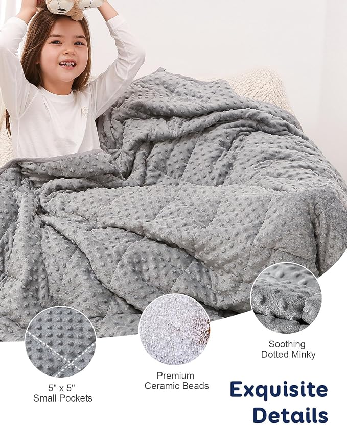10lbs Weighted Blanket, Cooling Soft Minky Dot Heavy Blankets 41"x60" | Gentle Hug-Like Comfort, Reversible Cooling & Cozy for All Seasons, 7-Layer for Even Weight Distribution, Machine Washable