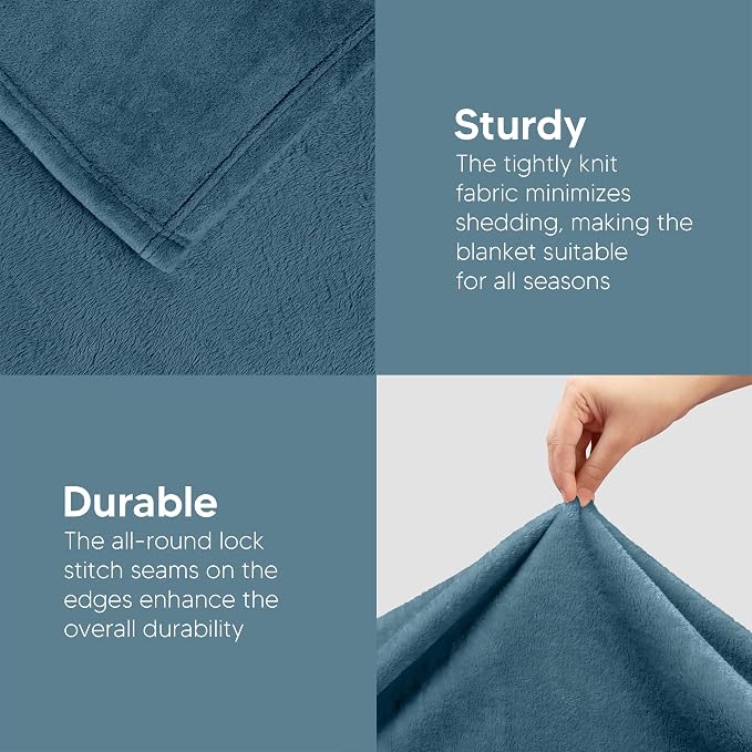 Utopia Bedding Soft Fleece Bed Blanket Throw Size Stone Blue (50x60 Inch) | Microfiber Plush Warm Lightweight Breathable Cozy Blanket Anti-Static, All Season Use, Gift for Women and Men