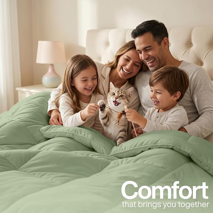 Utopia Bedding Duvet Insert, Twin Comforter 64 x 88 Inches, Sage Green | Cozy All Season Comforter for Kids and Teens, Unisex, Down Alternative Fill, Soft Microfiber Shell, Machine Washable.