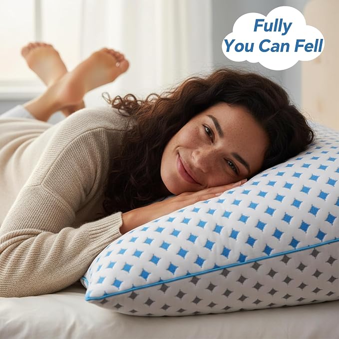 King Pillow 1 Pack, Cooling Shredded Memory Foam Pillow | Adjustable Loft, Balanced Support, Medium Firm Feel, Side Back Stomach Sleepers, Washable Cover, Airflow Design, Easy Care