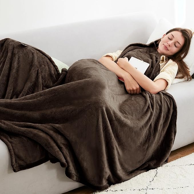 Hansleep King Brown Fleece Blanket, Soft Flannel Bed Blanket | Fuzzy Cozy Blanket 90x108 Inches, Multi-use for Bed, Sofa, Couch, Travel, Camping, All Season Warm Lightweight Cover