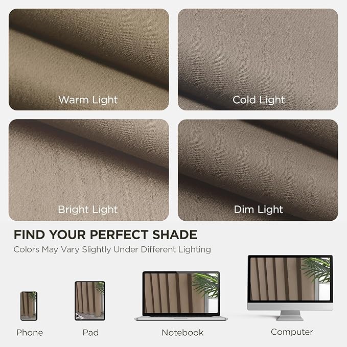 Joydeco Blackout Curtains for Bedroom 90 inch Long 2 Panels, Thermal Insulated Room Darkening Curtains with Grommets, Soft Window Drapes for Living Room (W52 x L90 Inch, Khaki)