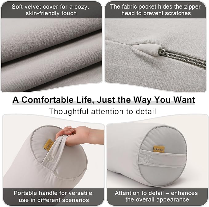 Body Pillow for Adults,Long Round Pillow,Big Cylindrical Pillow,Large Full Bolster Pillows for Side Sleepers (Silver Gray, 39.37"*7.87")