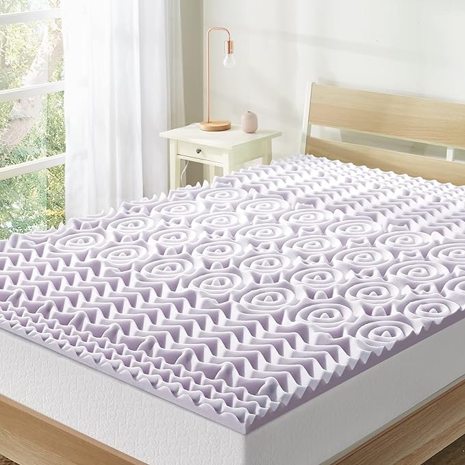 Mellow 1.5 Inch 5-Zone Memory Foam Mattress Topper, Soothing Lavender Infusion, Twin