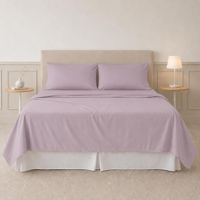 Modern Threads Soft Microfiber Solid Sheets - Luxurious Microfiber Bed Sheets - Includes Flat Sheet, Fitted Sheet with Deep Pockets, & Pillowcases Dusty Mauve California King