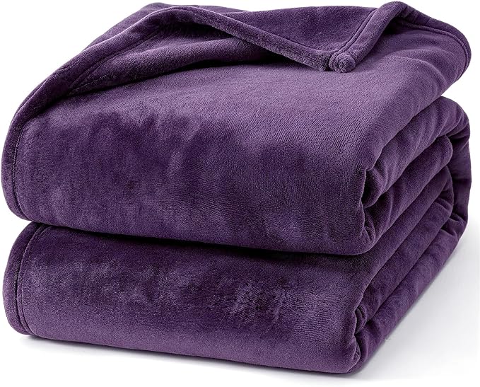 Hansleep King Purple Fleece Blanket, Soft Flannel Bed Blanket | Fuzzy Cozy Blanket 90x108 Inches, Multi-use for Bed, Sofa, Couch, Travel, Camping, All Season Warm Lightweight Cover