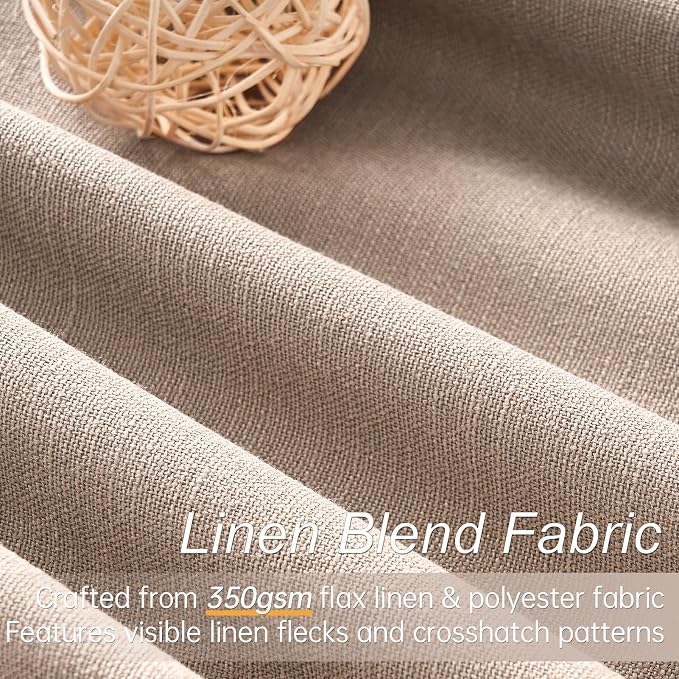 96 inch long blackout window curtains 2 Panels for bedroom 100% Black out Linen texture Curtain Vintage Farmhouse Drapes with Back Tab Rod Pocket Pinch pleated Thermal Insulated Panel for Living Room