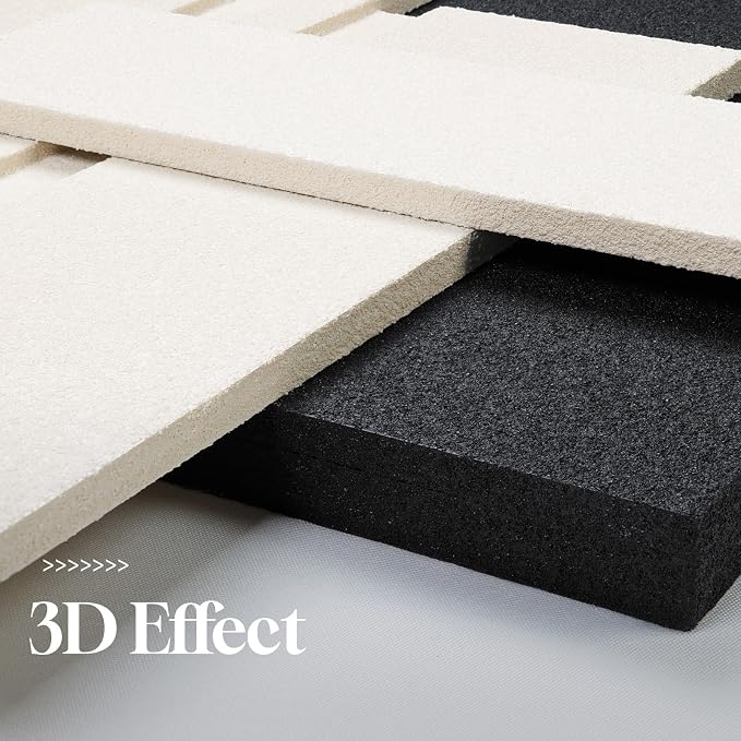 3D Black and White Abstract Wall Art, Modern Minimalist Artwork for Walls | Sandstone Textured Pictures, Layered Panle Design, Faux Plant, Decor for Living Room Bedroom Dining Room Office