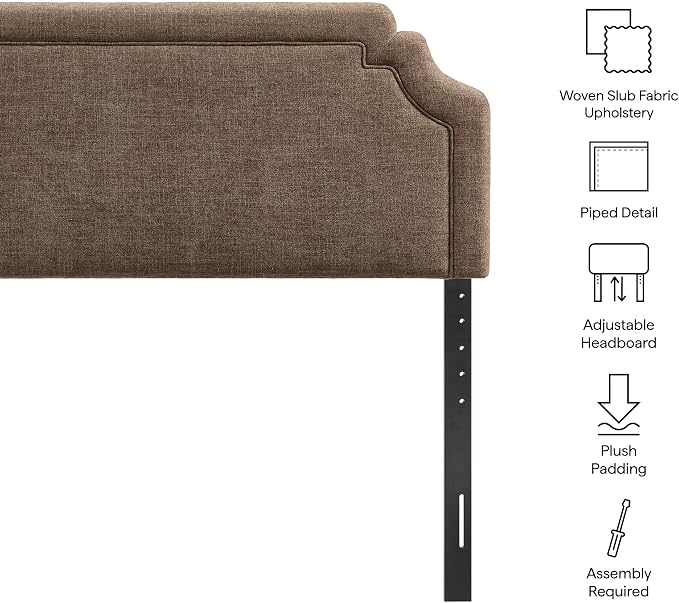 Modway Magnolia Full Size Upholstered Fabric Headboard in Mocha - Padded Cushioned Headboard with Woven Heathered Upholstery and Adjustable Mounting Positions