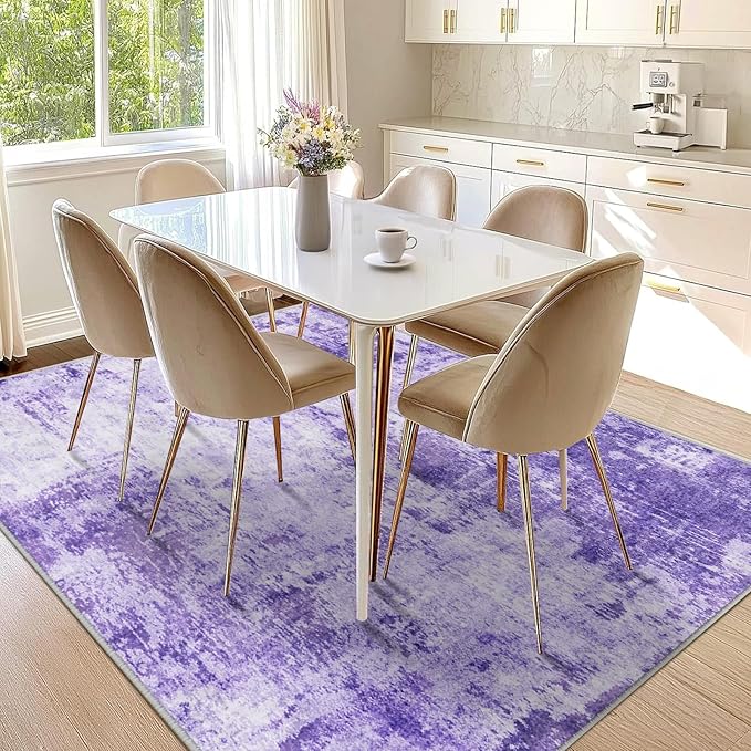RELEANY Washable 10'x14' Abstract Area Rug for Living Room Purple | Carpet for Bedroom, Kitchen, Office, Hallway and Entryway, Printed Pattern, Non‑Slip, Soft, Stain‑Resistant, Easy to Clean