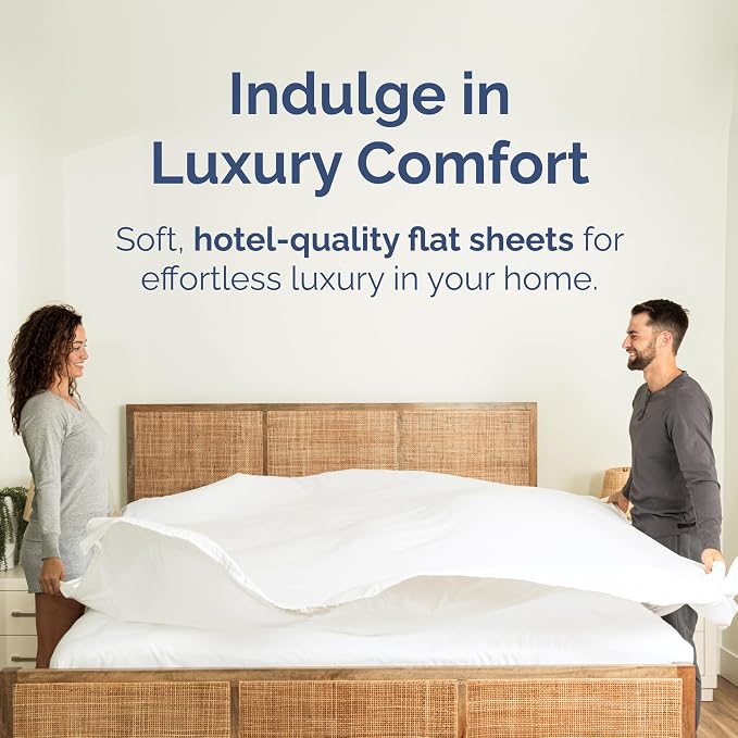 Cal King Flat Sheet - Single Top Flat Sheet Only - Soft & Cooling - White | Hotel Luxury Top Flat Sheet Only, Ultra-Soft, Breathable & Cooling, Fade & Wrinkle Free, Easy-Care, Stain & Shrink Resistant