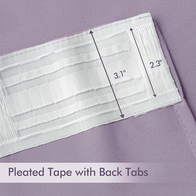 MIULEE Lilac Back Tab Blackout Curtains 52x84 Inch Length 2 Panels Set | Rod Pocket Pinch Pleated, Thermal Insulated, Room Darkening, Light Blocking, Privacy Curtains for Living Room Bedroom