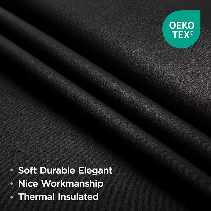 Joydeco Blackout Curtains 108 Inches Long 2 Panels Set, Thermal Insulated Long Curtains& Drapes 2 Burg, Room Darkening Drapes for Bedroom Living Room Window (Black, W37 x L108 Inch)