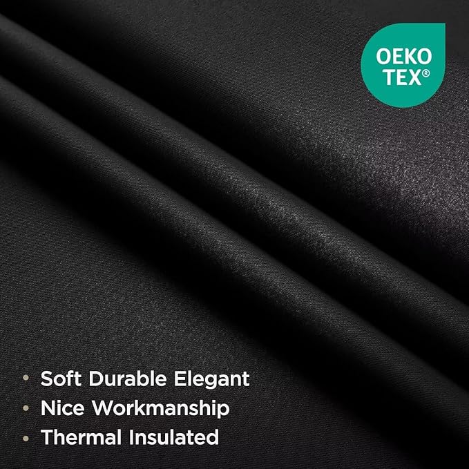 Joydeco 72 Inch Blackout Curtains for Bedroom, Thermal Insulated Black Out Curtains, Room Darkening Drapes for Living Room Window Rod Pocket Back Tab (W37 x L72 Inch, Black)