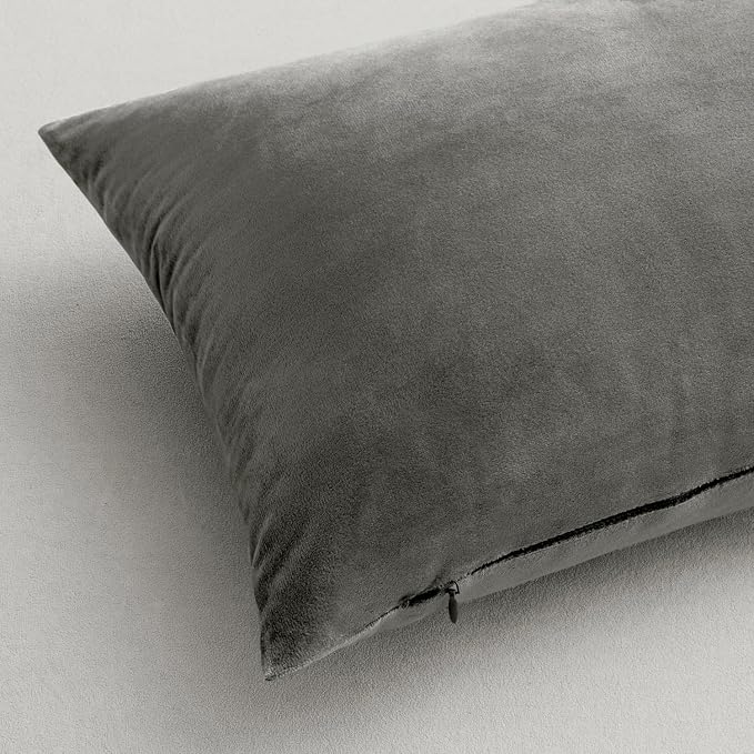 MIULEE Velvet Throw Pillow Covers 16x16 Inch Pack of 2 Grey | Soft Solid Small Decorative Pillow Covers, Modern Luxury Home Decor, for Couch Chair Sofa Bedroom Livingroom Car