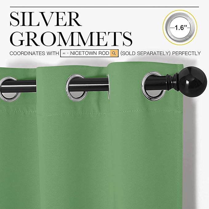 NICETOWN Forest Green Blackout Curtains, 2 Panels, 42" x 48" | Thermal Insulated Decoration Drapes for Laundry Room Short Window
