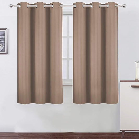 Cappuccino Blackout Curtains 38 x 54 Inch Length/Set of 2 Curtain Panels/Thermal Insulated Room Darkening Blackout Curtains for Bedroom