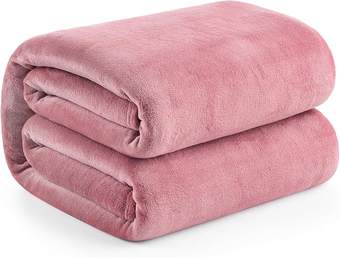Hansleep Throw Fuchsia Fleece Blanket, Soft Flannel Bed Blanket | Fuzzy Cozy Blanket 50x60 Inches, Multi-use for Bed, Sofa, Couch, Travel, Camping, All Season Warm Lightweight Cover
