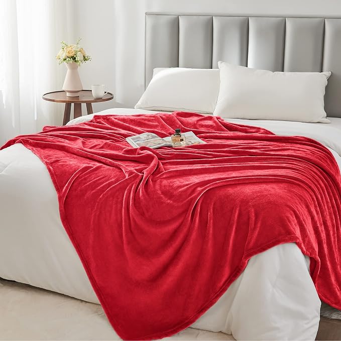 BEDELITE Fleece Blanket Soft Plush Twin Size Blanket Red 60"x80" | Ultra Soft Fleece, Plush Microfiber, Lightweight Warmth, All Season Comfort, Fade Resistant, Machine Washable, Couch Sofa Bed