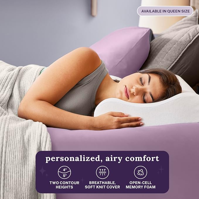 Sleep Innovations Memory Foam Contour Pillow, Queen Size, Head, Neck, and Shoulder Alignment, Side and Back Sleepers, Medium Support