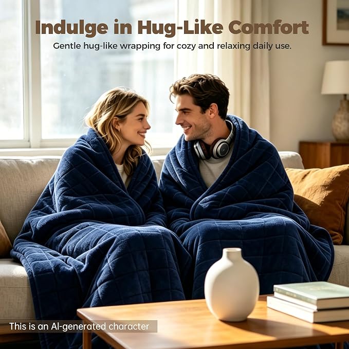 Weighted Blanket 17 lbs, Soft Crystal Velvet, Queen Blue | 60 x 80 Inches,Heavy Blanket, Premium Glass Beads,For Bed Sofa