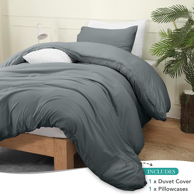 Utopia Bedding Duvet Cover Set with Pillowcases- 2 Pieces Bedding Duvet Cover with Zipper Closure - 1 Duvet Cover with 1 Pillow Sham - Soft Brushed Microfiber (Twin/Twin XL, Grey)