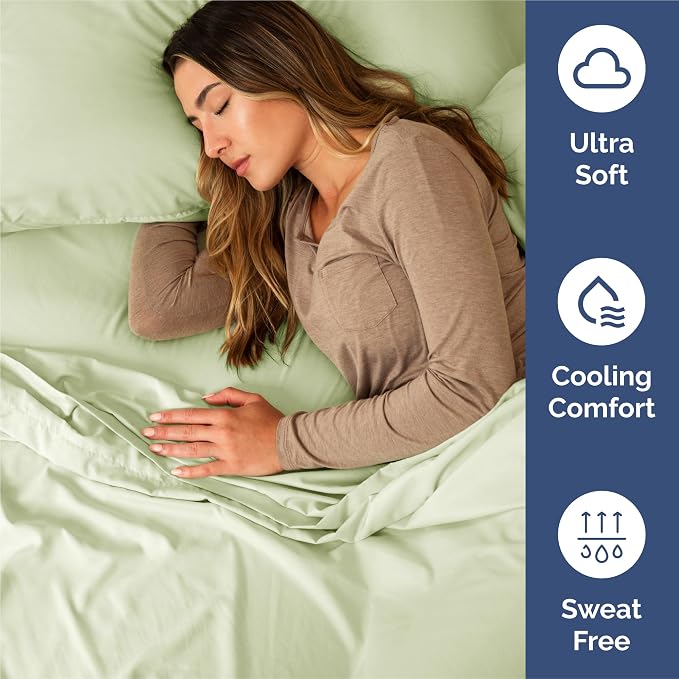 King 6 Piece Bed Sheet Set - Breathable & Cooling Sheets - Light Sage Green | Ultra Soft Hotel Luxury Bedding Set w/ 8-16 Inch Deep Pockets - 1 Flat & 1 Fitted Sheet & 4 Pillowcases - Wrinkle & Fade Free