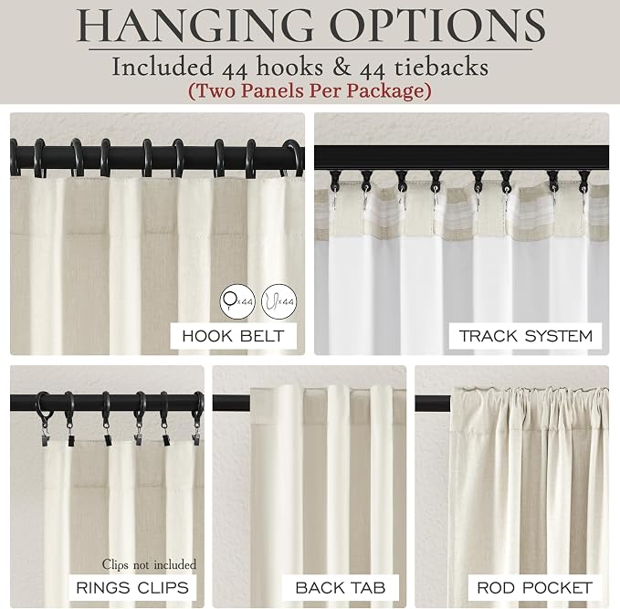 Cute Blackout Curtains 60 Inches Extra Wide Linen 108 Inch Length for Living Room/Sliding Glass Door,Pleated Heavy Duty Thermal Drapes for Winter Thick Large Window(60"Wx108"L 2 Panels Warm Cream)