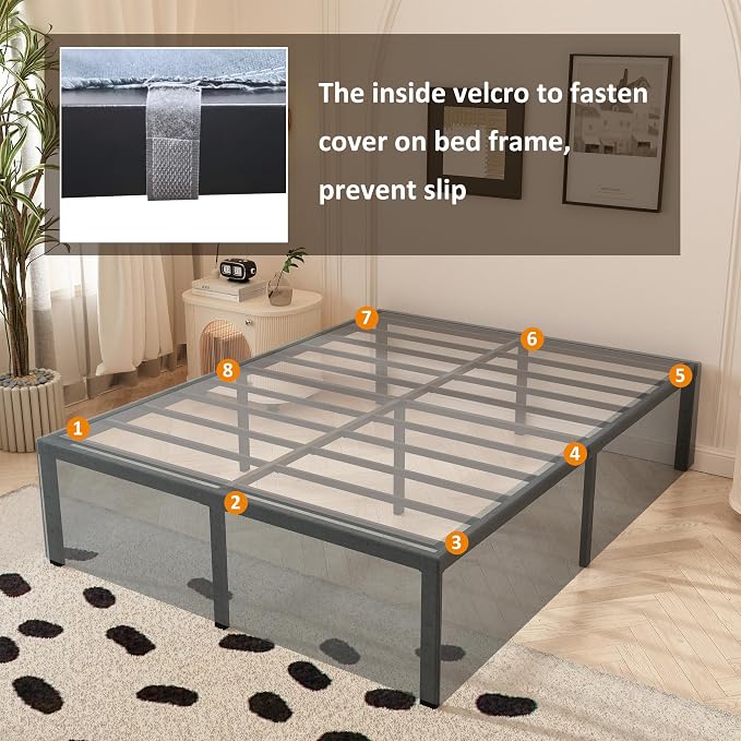 Maenizi 18 Inch Full Size Bed Frame with Skirt, Heavy Duty Metal Bed Frame Full, No Box Spring Needed, Support Up to 3000 lbs, Easy Assembly, Noise Free, Black