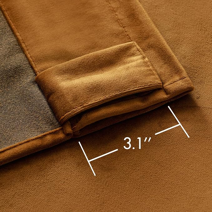 MIULEE Velvet Curtains 52x96 inches 2 Panels Gold Brown Blackout Curtains | Luxury, Bedroom Living Room, Thermal Insulated, Super Soft Window Drapes, Rod Pocket & Back Tab