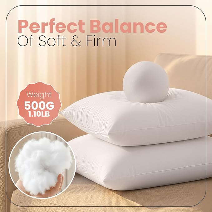 Utopia Bedding 18x18 Pillow Inserts, Set of 2, White – Indoor Decorative Throw Pillows for Bed, Sofa & Couch – Soft, Supportive & Fluffy Cushion Inserts (Pack of 3)