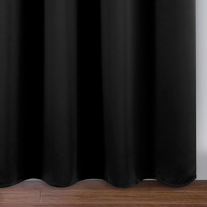 Black Thermal Blackout Curtains/38 x 84 Inch/Set of 2 Panels Room Darkening Curtains for Bedroom