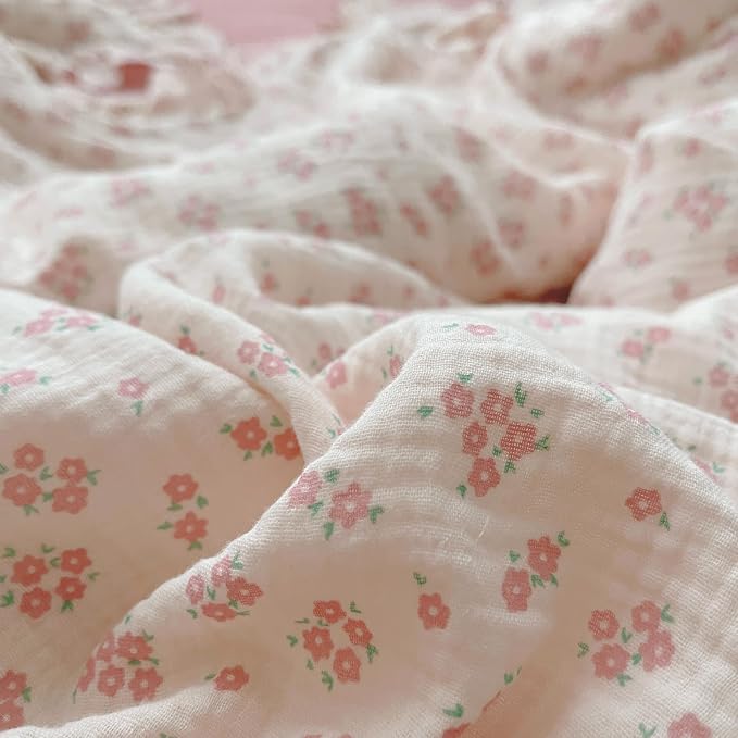 Pink Floral Duvet Cover Full Bedding Duvet Covers for Girls Kids Teens Soft Breathable Cotton Comforter Cover 79"x90" Shabby Chic Ruffles Quilt Cover, No Duvet/Comforter