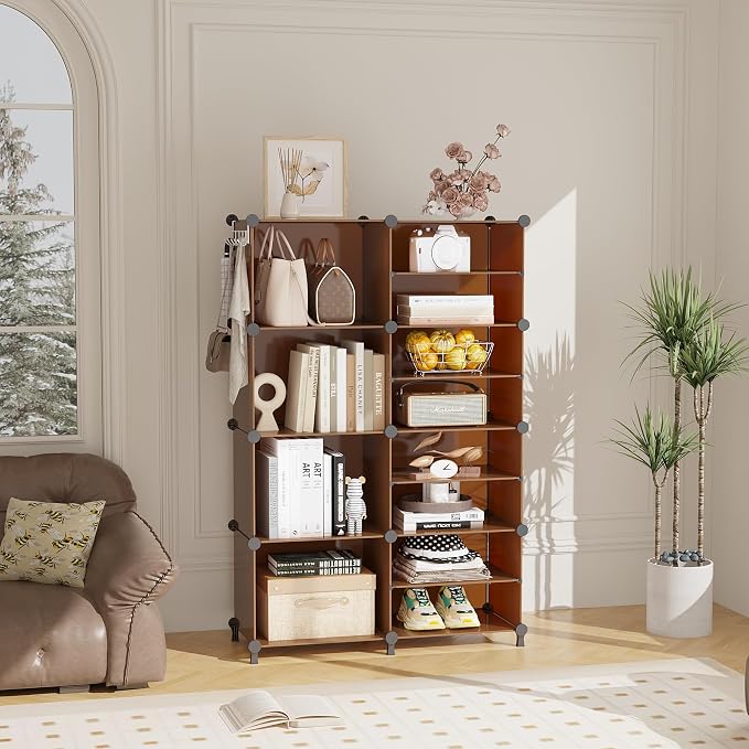 AWTATOS Closet Organizer 8 Cube Storage Shelves, Cocoa Brown | Closet Organizers and Storage, DIY Stackable Cubby Shelving, Clothes Organizers for Closet Bedroom Living Room Office