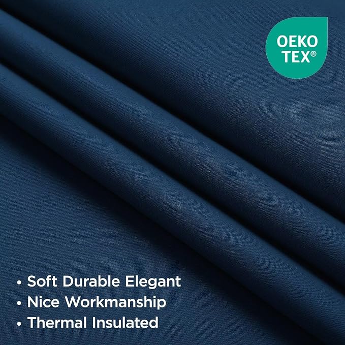Joydeco Blackout Curtains 84 Inch Length 2 Panels Set, Thermal Insulated Black Out Curtains for Bedroom, Room Darkening Drapes for Living Room Window (W52 x L84 Inch, Navy Blue)